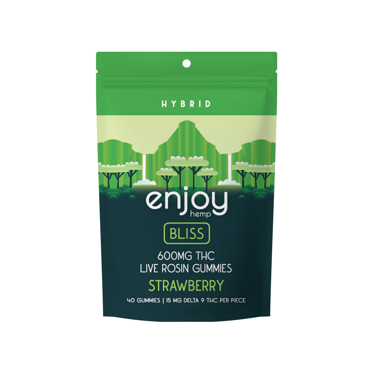 Live Rosin Bliss Delta 9 THC 600mg Gummies (Hybrid-Infused Strawberry) - 15 mg each | 40 gummies