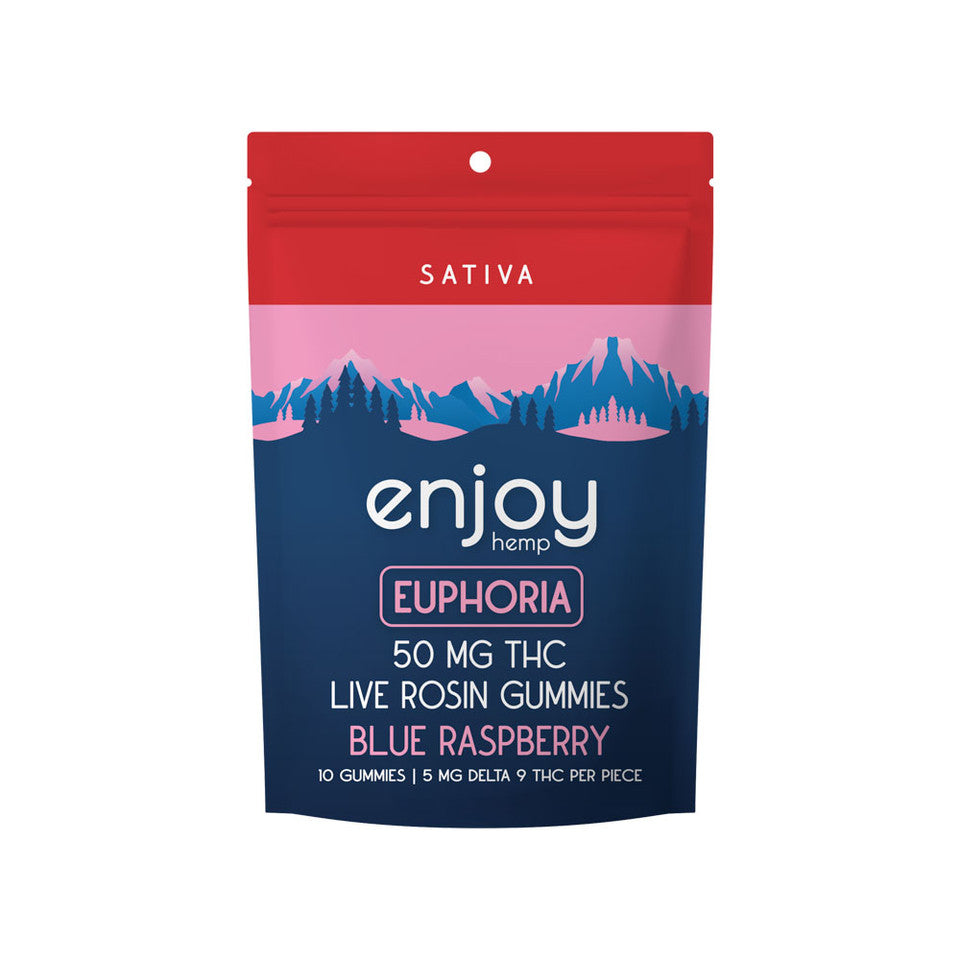 Live Rosin Microdose Delta 9 THC 50mg Gummies for Euphoria (Sativa-Infused Blue Raspberry) - 5 mg each | 10 gummies